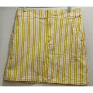 NEW LOFT Skirt Women's Size 6 Yellow White Striped Mini Denim Cotton Blend CUTE!